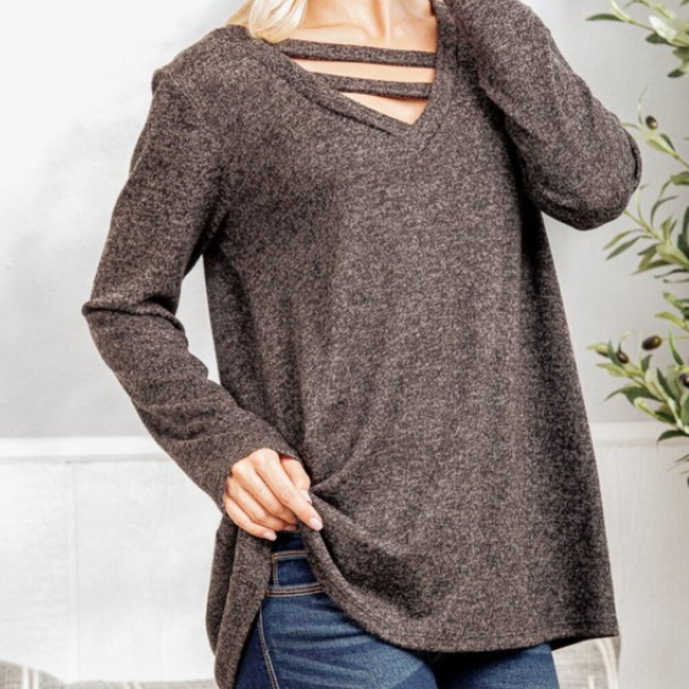 Heimish Long sleeve V neck  Charcol NEW With TAG